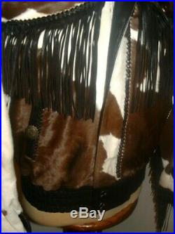Mealey's Pitic Cowhide Hair On Leather Western Fringe Jacket Coat men Size 40