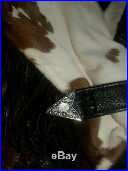 Mealey's Pitic Cowhide Hair On Leather Western Fringe Jacket Coat men Size 40