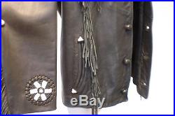 Mealey's Pitic Mens or Woman Black Leather Beaded Fringe Western Jacket SZ 38