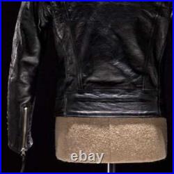 Men 90s Cowhide Distressed Black Biker Leather Jacket Leather Motorcycle Coat