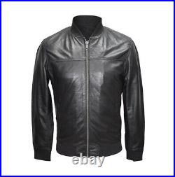 Men Black Leather Jacket, Classic Fashion Biker Leather Jacket