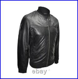 Men Black Leather Jacket, Classic Fashion Biker Leather Jacket