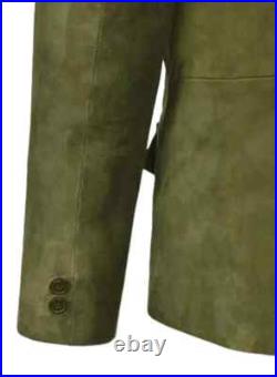 Men Blazer Suede Olive Green Stylish Handmade Genuine Leather Lambskin Formal Men Blazer Suede Olive Green Stylish Handmade Genuine Leather Lambskin Formal
