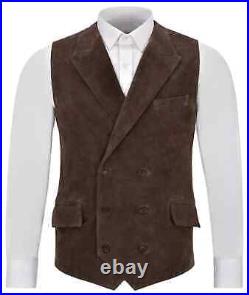 Men Brown Lambskin High Quality Leather Waistcoat Western Coat Stylish Jacket