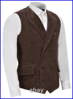 Men Brown Lambskin High Quality Leather Waistcoat Western Coat Stylish Jacket