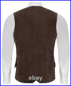 Men Brown Lambskin High Quality Leather Waistcoat Western Coat Stylish Jacket