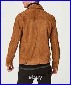 Men Brown Suede Trucker Shirt Brown Suede Leather Western Jacket NFS-919