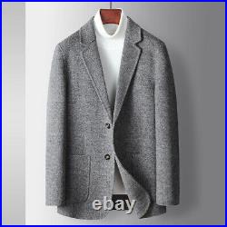 Men Casual Handmade Double-sided Wool Western Trench Cashmere Warm Thick Jacket