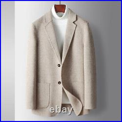 Men Casual Handmade Double-sided Wool Western Trench Cashmere Warm Thick Jacket