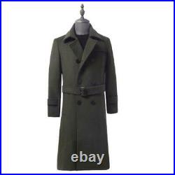 Men Double Breasted Wool Jacket Outwear Mid Length Trench Coat Business S-10XL L