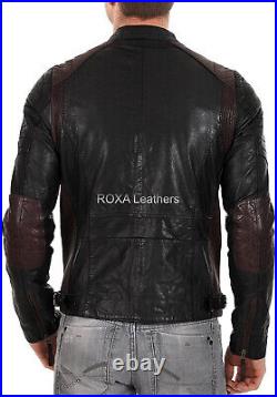 Men Genuine Cowhide Real Leather Jacket Biker Cow Stylish Party Wear Black Coat