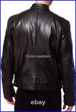Men High Quality Authentic Sheepskin Real Leather Jacket Western Club Wear Coat