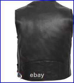Men Lambskin 100% Leather Waistcoat Western Vest Coat Classic Black Jacket- kk33