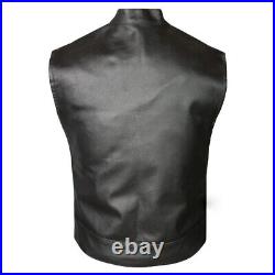 Men Lambskin Leather Waistcoat Western Vest Coat Classic Black Jacket