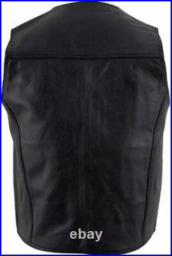 Men Lambskin Leather Waistcoat Western Vest Coat Classic Black Jacket MVK04