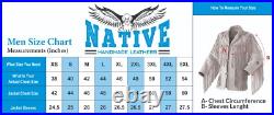 Men Native Western Cowboy Suede Leather Jacket Fringe & Beaded Coat 10 Colors