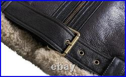 Men RAF Aviator Real Leather Double Collar Jacket Coat Bomber B3 SheepSkin N43