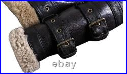 Men RAF Aviator Real Leather Double Collar Jacket Coat Bomber B3 SheepSkin N43