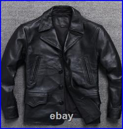 Men Real Leather Jacket Casual Western Business Coats Motorcycle Slim M-5XL Tops