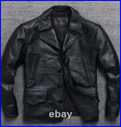 Men Real Leather Jacket Casual Western Business Coats Motorcycle Slim M-5XL Tops
