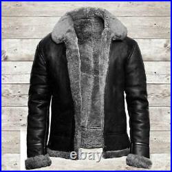 Men Warm Faux Leather Faux Fur Lined Thick Coat Cowboy Jacket Winter Overcoat
