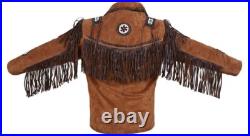 Men Western Cowboy Suede Leather Jacket Coat Beads & Fringes traditional Brown Men Western Cowboy Suede Leather Jacket Coat Beads & Fringes traditional Brown