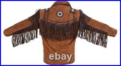 Men Western Cowboy Suede Leather Jacket Coat Beads & Fringes traditional Brown Men Western Cowboy Suede Leather Jacket Coat Beads & Fringes traditional Brown