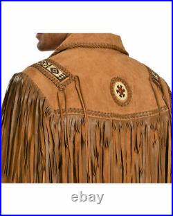 Men Western Fringed Suede leather Coat, Jacket