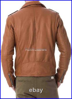 Men Western Outfit Genuine Sheepskin 100% Leather Jacket Belted Biker Coat