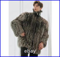 Men Winter Outwear Warm Zipper Jackets Coats Faux Fox Fur S-6XL Thicken Overcoat