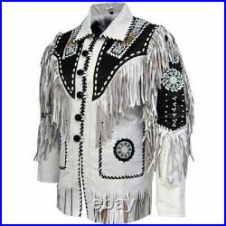 Men/Women-Cowboy Western Wear Suede Leather Jacket Beads American Fringe Jacket