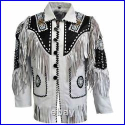 Men/Women-Cowboy Western Wear Suede Leather Jacket Beads American Fringe Jacket