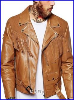Men designer fringe Lambskin leather jacket western cowboy leather Coat Men designer fringe Lambskin leather jacket western cowboy leather Coat
