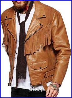 Men designer fringe Lambskin leather jacket western cowboy leather Coat Men designer fringe Lambskin leather jacket western cowboy leather Coat