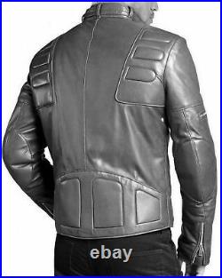 Men genuine lambskin leather Classic Slim Fit Motorbike Gray Coat Jacket