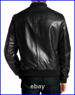Men's 100% Lambskin Leather Jacket Motorcycle Handmade Slim Fit Biker Black Coat