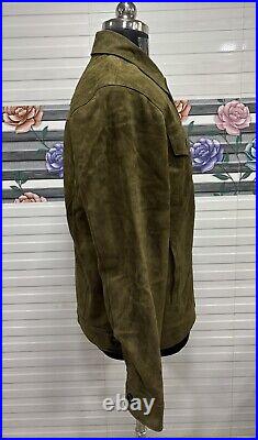 Men's 100% Real Suede Leather Green Trucker Jacket Western Style Designer Jacket