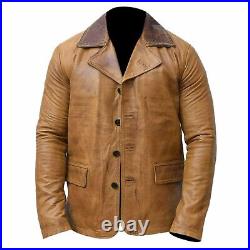 Men's Arthur Morgan Red Redemption II Dead Tan Brown Genuine Leather Coat Jacket