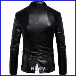 Men's Authentic 100% Lambskin Leather Blazer Jacket Soft Coat TWO BUTTON Blazer
