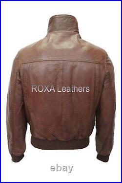 Men's Belted Soft Collar Genuine Sheepskin 100% Leather Jacket Bomber Coat
