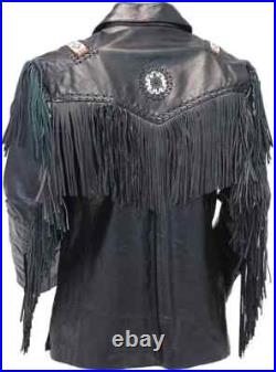 Men's Black Fringe Jacket Native American Beadwork western style Coat Men's Black Fringe Jacket Native American Beadwork western style Coat