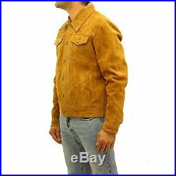 Men's Brown Suede Leather Denim Jean Styles Star Buttons Western Trucker Jacket