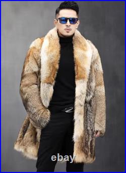 Men's Business Lapel Long Thickened Mink Warm Winter Fur Coat Thicken Fur Jacket