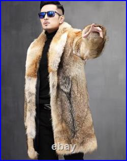Men's Business Lapel Long Thickened Mink Warm Winter Fur Coat Thicken Fur Jacket