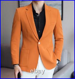 Men's Casual Suit Slim Fit Korean Jacket Western Top Wedding Coats One Button L