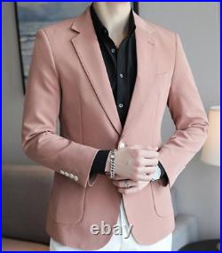 Men's Casual Suit Slim Fit Korean Jacket Western Tops Wedding Coats One Button