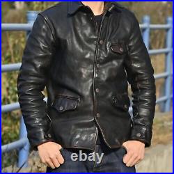 Men's Classic Casual Vintage Style Coat Distressed Black Leather Jacket