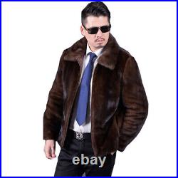 Men's Coat Furry Casual Faux Mink Fur Jakcet Overcoat Thick Warm Outwear Winter