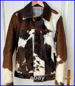 Men's Cowhide Hair on Pony Skin Jacket, Stylish Western Real Cowhide Outerwear