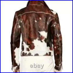 Men's Cowhide Hair on Pony Skin Jacket, Stylish Western Real Cowhide Outerwear's